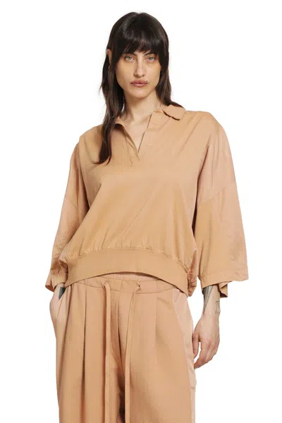 Andrea Ya' Aqov Cotton Jersey And Satin Polo Shirt In Brown