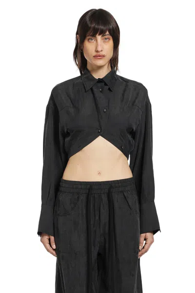 Andrea Ya' Aqov Cropped Jacquard Shirt In Black