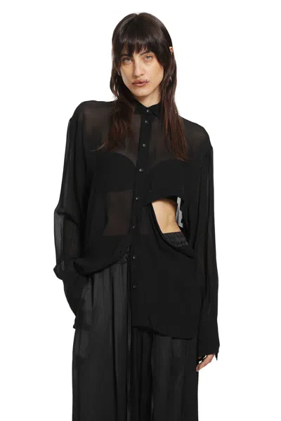 Andrea Ya' Aqov Cut-out Shirt In Georgette Viscose In Black