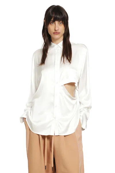 Andrea Ya' Aqov Cut-out Shirt In Satin In White