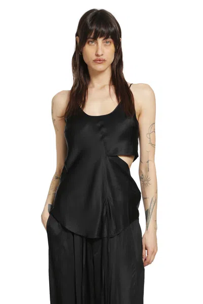 Andrea Ya' Aqov Cut-out Slip Top In Satin In Black