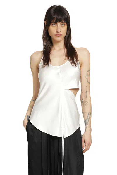 Andrea Ya' Aqov Cut-out Top In Satin In White