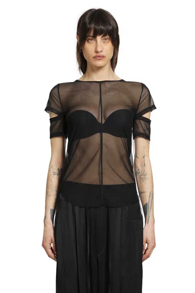 Andrea Ya' Aqov Cut-out T-shirt In Stretch Tulle In Black