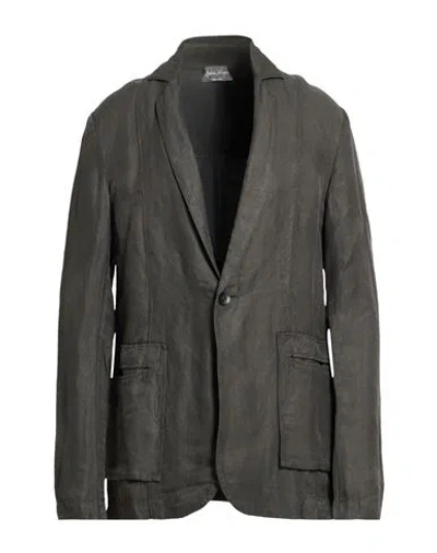 Andrea Ya' Aqov Man Blazer Charcoal Size L Linen, Cupro In Gray