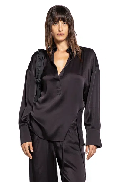 Andrea Ya' Aqov Satin Shirt In Brown