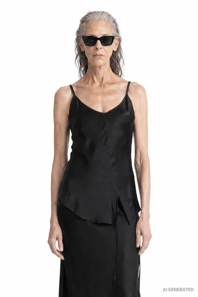 Andrea Ya' Aqov Satin Top In Black