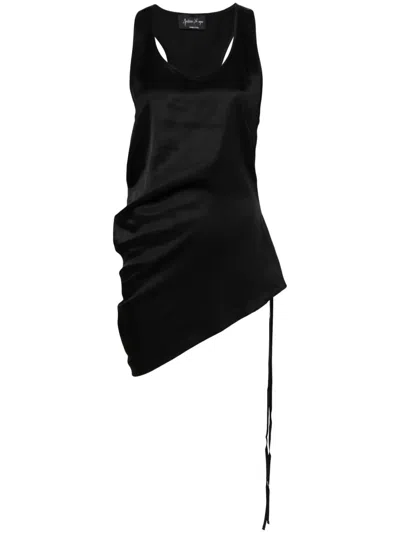 Andrea Ya'aqov Asymmetric Cotton Tank Top In 黑色
