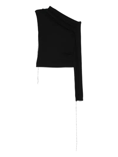 Andrea Ya'aqov Asymmetric-sleeves Top In Black