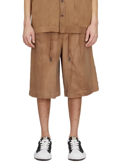 Andrea Ya'aqov Bermuda In Viscosa E Lino In Brown