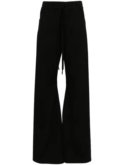 Andrea Ya'aqov Drawstring Satin Flared Trousers In 黑色