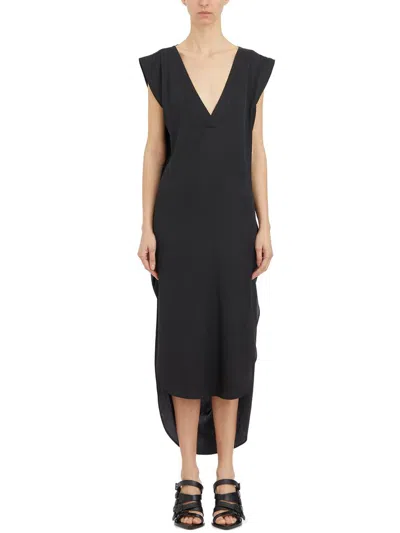 Andrea Ya'aqov Black Silk Tech Suit For Women With V-neckline, Criss-cross Tie Closure, And Open Back