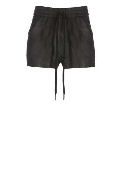 Andrea Ya'aqov Leather Shorts In Black