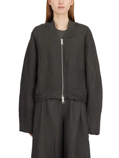 Andrea Ya'aqov Linen And Cupro Bomber In Black