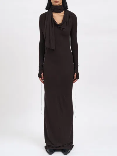Andrea Ya'aqov Long Modal Dress In Brown