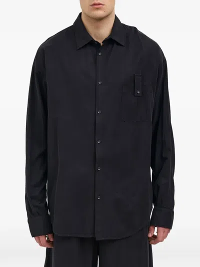 Andrea Ya'aqov Camicia Over In Cupro E Cotone In Black