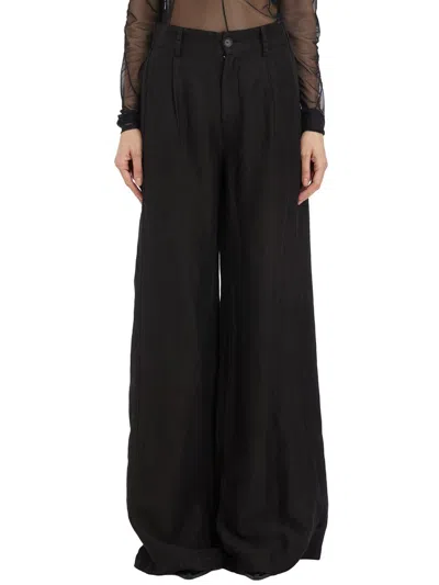 Andrea Ya'aqov Women's Black Linen And Viscose Pants