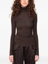 Andrea Ya'aqov Ribbed Turtleneck Top In Brown