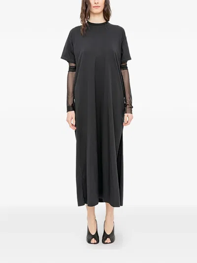Andrea Ya'aqov Side-slit Crew-neck Dress In Gray