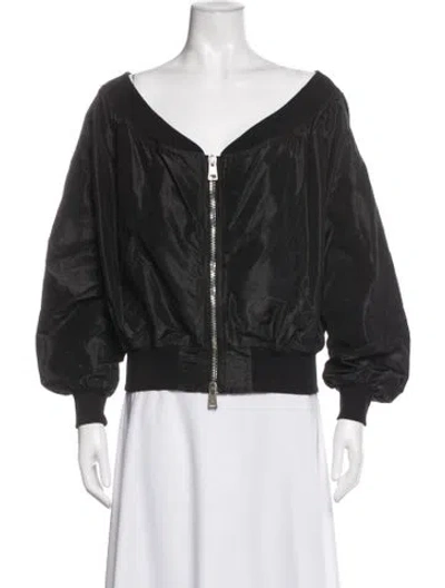 Pre-owned Andrea Ya'aqov Silk Bomber Jacket In Black