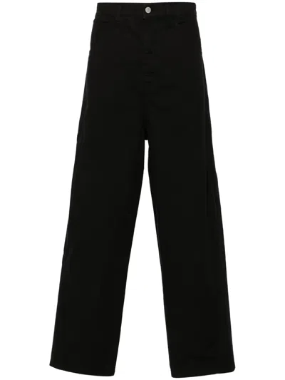 Andrea Ya'aqov Wide-leg Cotton Trousers In 黑色