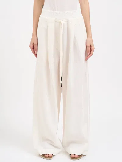 Andrea Ya'aqov Wide-leg Pants In Viscose And Linen In White