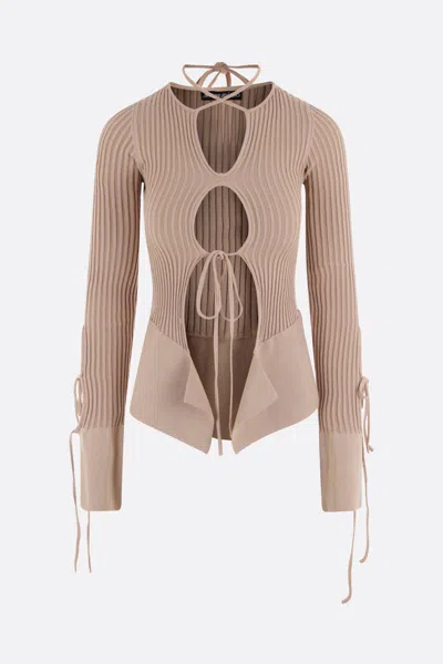 Andreädamo Andreādamo Woman Sweater Beige Size M Viscose, Polyester, Polyamide, Elastane In Powder