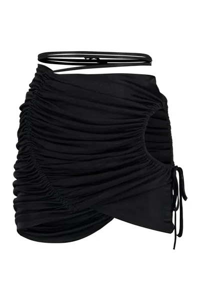 Andreädamo Andreadamo Adjustable Draped Mini Skirt For Women In Black