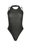Andreädamo Andreadamo Black Stretch Viscose Blend Bodysuit In Black