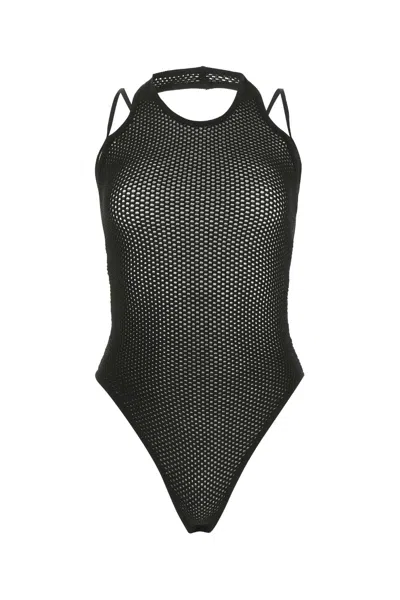 Andreädamo Andreadamo Black Stretch Viscose Blend Bodysuit