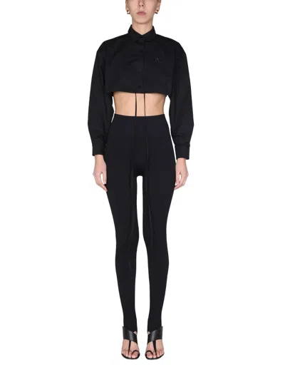Andreädamo Andreadamo Cropped Shirt With Pointed Collar In Black