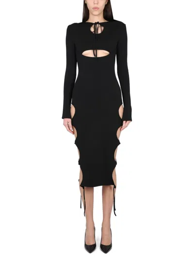 Andreädamo Andreādamo Woman Midi Dress Black Size M Viscose, Polyester, Polyamide, Elastane