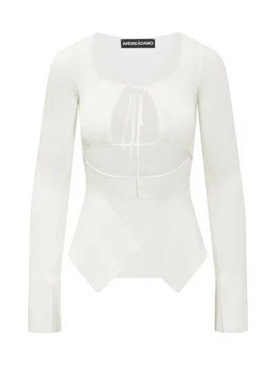 Andreädamo Andreadamo Cutout Long Sleeve Top In White