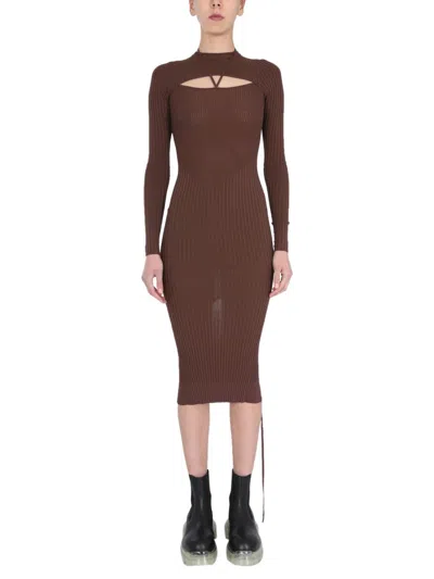 Andreädamo Andreadamo Crew Neck Dress With Cut Out Detail For Women In Brown