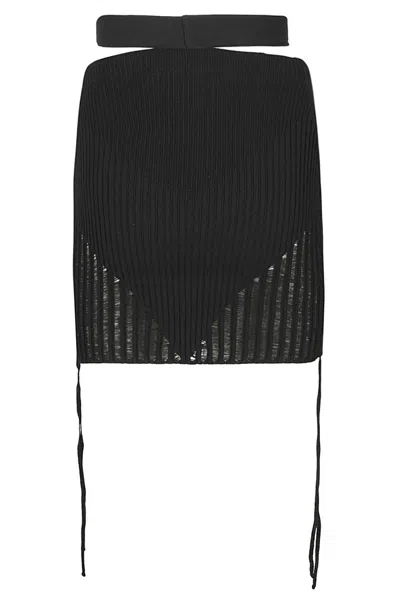 Andreädamo Andreâdamo Fitted Ribbed Knit Mini Skirt In Black