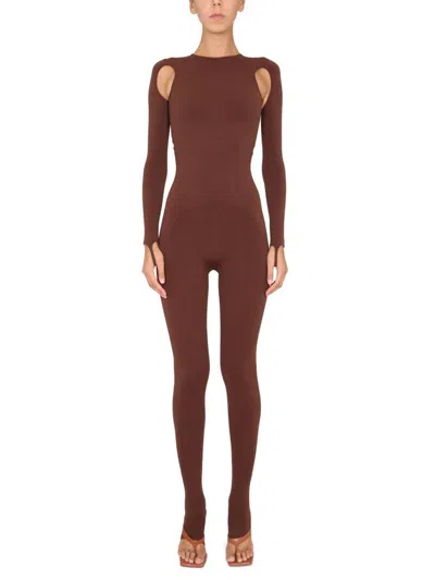 Andreädamo Andreādamo Full Jumpsuit With Cut-out Details In Brown