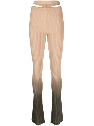 Andreädamo Ribbed Flared Trousers In Brown