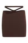 Andreädamo Stretch Viscose Knit Mini Skirt In Brown