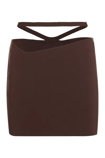 Andreädamo Andreadamo Knitted Mini Skirt In Brown