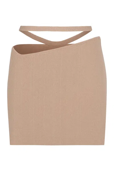 Andreädamo Andreadamo Knitted Short Skirt In Beige