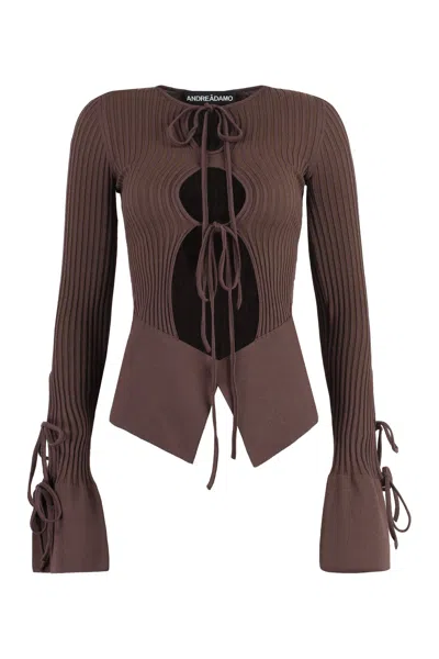 Andreädamo Andreadamo Long-sleeve Top In Brown