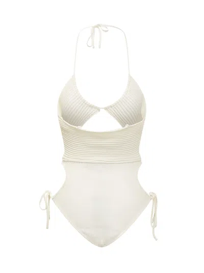 Andreädamo Andreadamo Mini Cut-out Bodysuit In Ivory