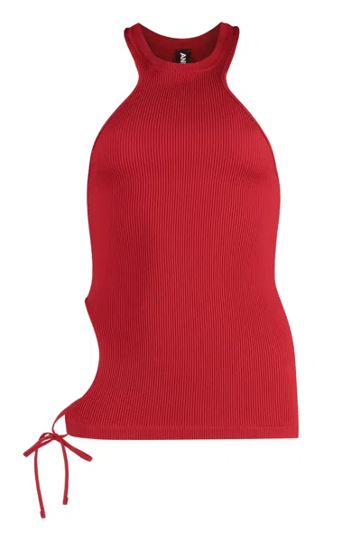 Andreädamo Andreadamo Ribbed Cut-out Tank Top In Red