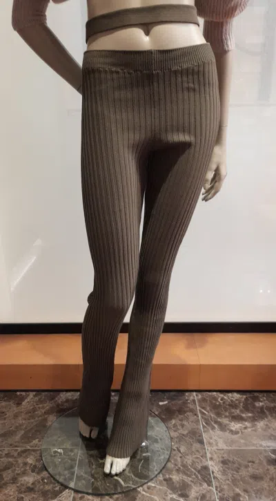 Andreädamo Andreadamo Ribbed Flared Knit Trousers In Green