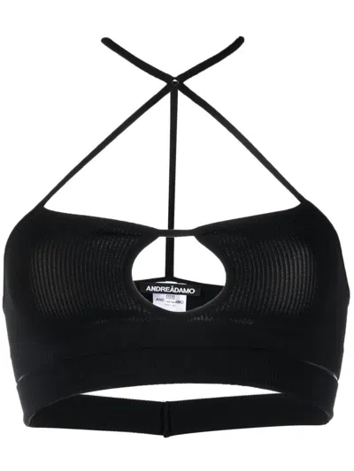 Andreädamo Andreadamo Ribbed Jersey Bra In Black