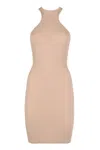Andreädamo Andreadamo Ribbed Knit Dress In Neutral