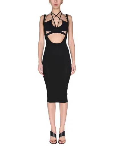 Andreädamo Andreādamo Ribbed Skirt With Straps In Black