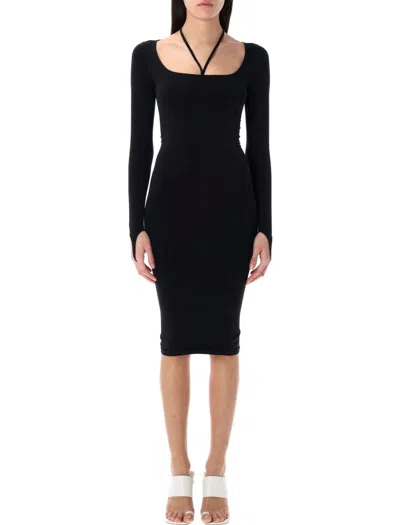 ANDREÄDAMO ANDREÂDAMO SCULPTING JERSEY MIDI DRESS WITH SQUARE NECKLINE
