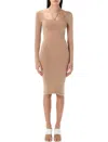 Andreädamo Andreâdamo Sculpting Jersey Midi Dress With Square Neckline In Pink