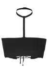 Andreädamo Lace-up Halterneck Crop Top In Black