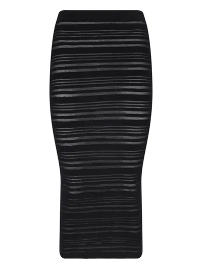 Andreädamo Andreadamo Striped Pencil Skirt In Black